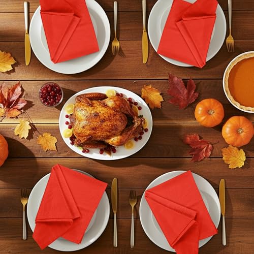 Utopia Kitchen Orange Cloth Napkins [12 Pack, 18x18 Inch] Absorbent Cotton Blend Washable and Reusable for Halloween, Thanksgiving, Dinner, Restaurant, Lunch, Wedding and Hotel - Image 2