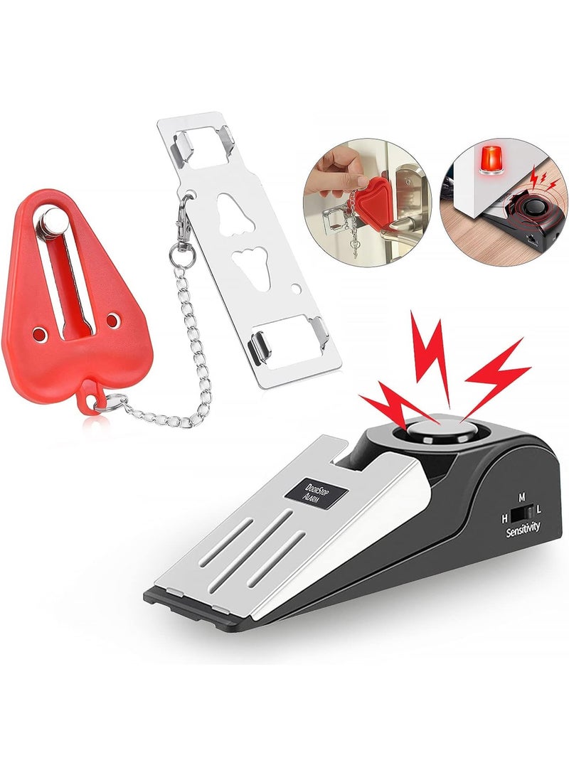 Portable Door Lock & Door Stop Alarm,Dual Protection Security Door Kit,Door ​Security Devices Pocket Door Stopper Self Defensey Tools for Hotel Travel Home Apartment House。 - Image 1