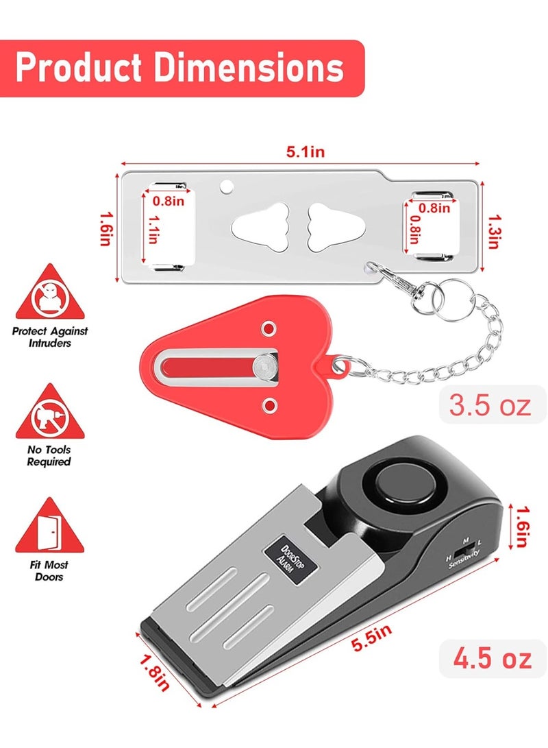 Portable Door Lock & Door Stop Alarm,Dual Protection Security Door Kit,Door ​Security Devices Pocket Door Stopper Self Defensey Tools for Hotel Travel Home Apartment House。 - Image 2