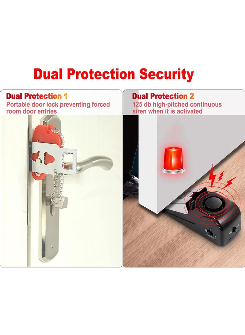 Portable Door Lock & Door Stop Alarm,Dual Protection Security Door Kit,Door ​Security Devices Pocket Door Stopper Self Defensey Tools for Hotel Travel Home Apartment House。 - Image 3