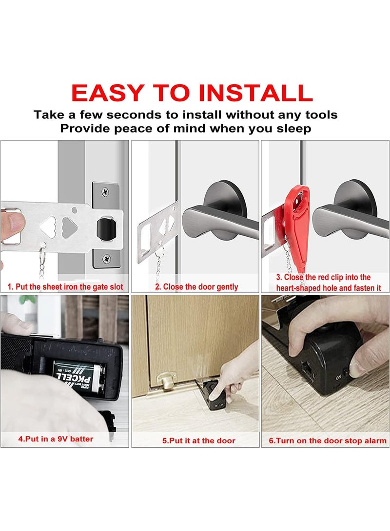 Portable Door Lock & Door Stop Alarm,Dual Protection Security Door Kit,Door ​Security Devices Pocket Door Stopper Self Defensey Tools for Hotel Travel Home Apartment House。 - Image 4