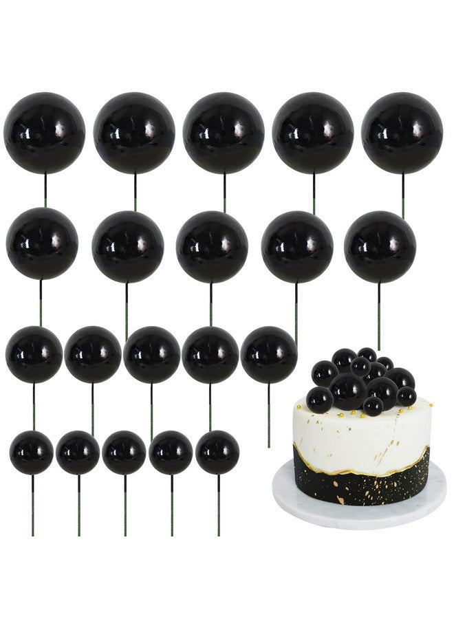 بيشيدا 20 قطعة من زينة كعكة الكرة السوداء من BEISHIDA لتزيين الكعك وكرات صغيرة وزينة الكعك وكرات رغوية وكعكة عيد ميلاد سعيد وإدراج كعكة DIY للخبز وأعياد الميلاد والذكرى السنوية وحفلات الزفاف وحفلات استقبال المولود - Image 1