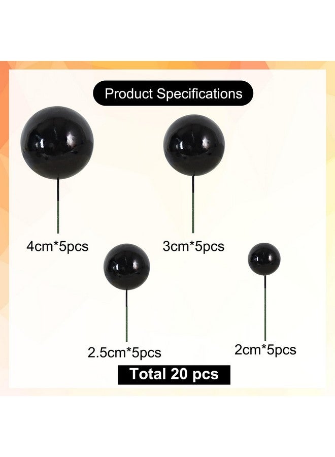 بيشيدا 20 قطعة من زينة كعكة الكرة السوداء من BEISHIDA لتزيين الكعك وكرات صغيرة وزينة الكعك وكرات رغوية وكعكة عيد ميلاد سعيد وإدراج كعكة DIY للخبز وأعياد الميلاد والذكرى السنوية وحفلات الزفاف وحفلات استقبال المولود - Image 2