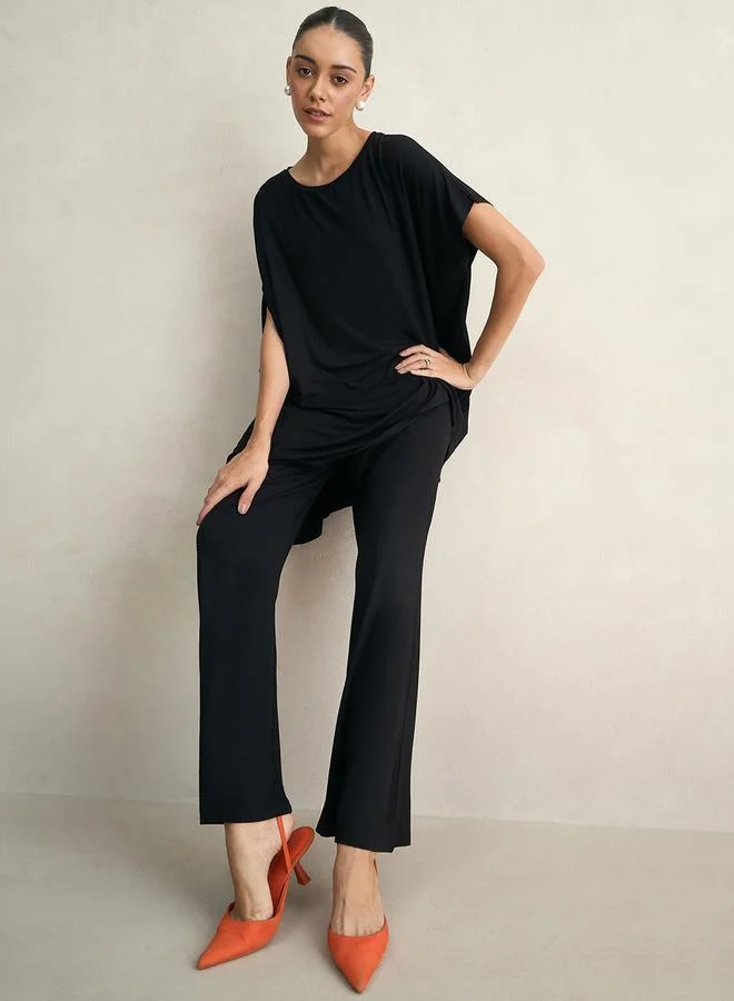 Femmella Black Knit Flared Pants
