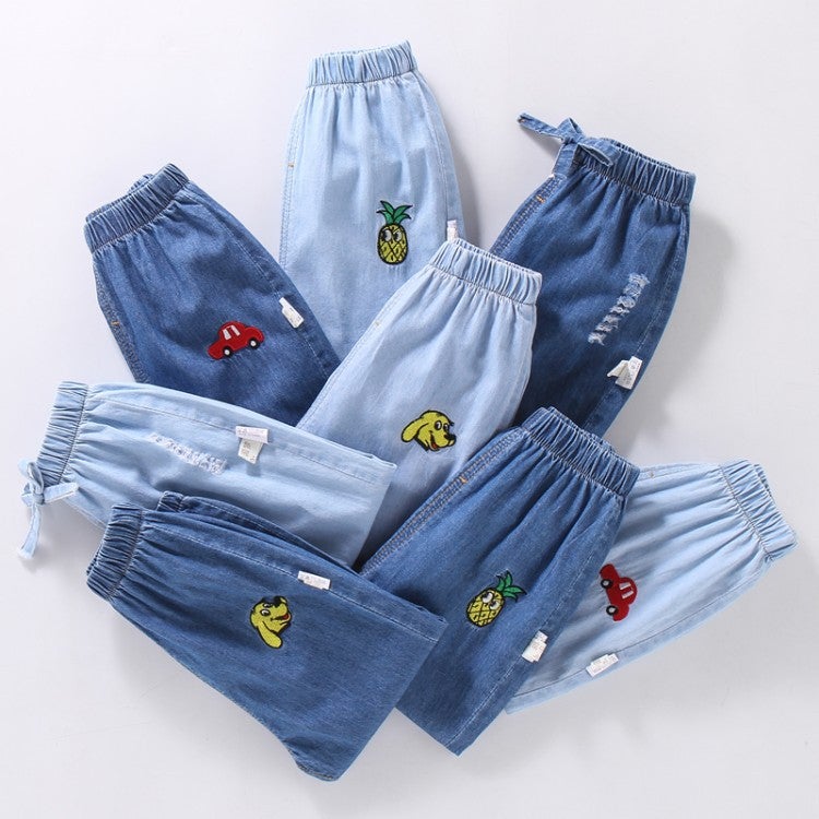 2022 Korean Style Children'S Summer Anti-Mosquito Pants For Boys And Girls Lightweight Denim Anti-Mosquito Pants Baby Cartoon Long Pants For Hair - Image 2