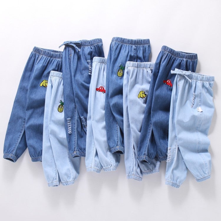 2022 Korean Style Children'S Summer Anti-Mosquito Pants For Boys And Girls Lightweight Denim Anti-Mosquito Pants Baby Cartoon Long Pants For Hair - Image 4