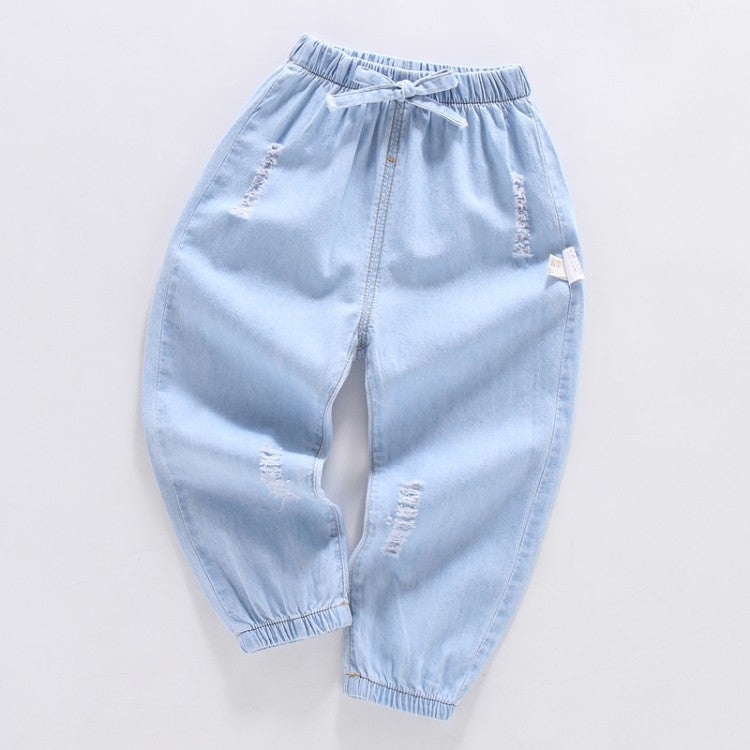 2022 Korean Style Children'S Summer Anti-Mosquito Pants For Boys And Girls Lightweight Denim Anti-Mosquito Pants Baby Cartoon Long Pants For Hair - Image 1