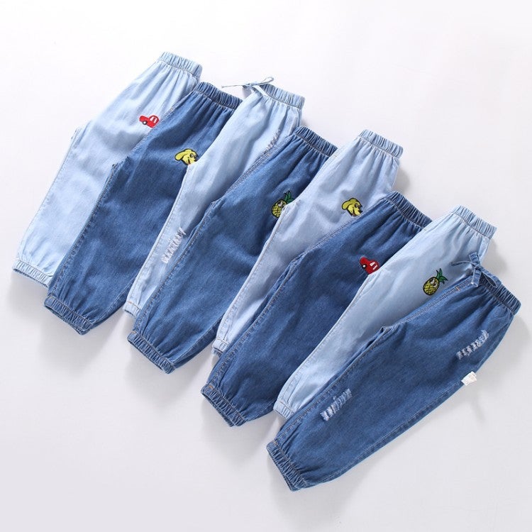 2022 Korean Style Children'S Summer Anti-Mosquito Pants For Boys And Girls Lightweight Denim Anti-Mosquito Pants Baby Cartoon Long Pants For Hair - Image 5