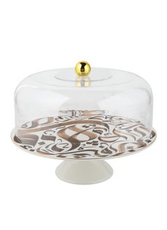 Trust Porcelain Cake Stand With Acrylic Lid 28.8CM Brown  - Image 2