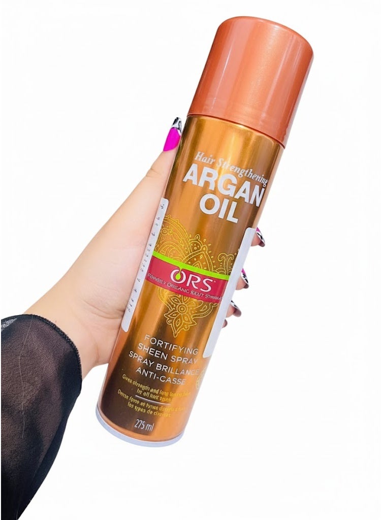 ORS Original ORS Argan Oil Spray, American Style, Holds, Shines, and Nourishes Hair. Provides natural shine and deep hydration for dry hair. Suitable after shampooing and heat styling. 275 ml - Image 1