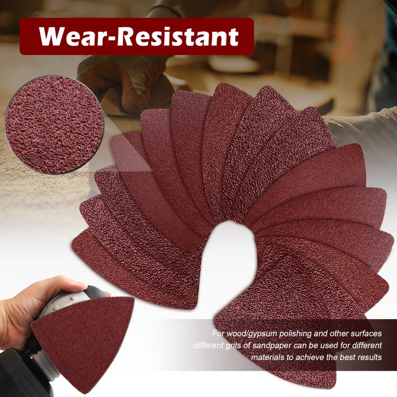 towbluii 208Pcs Oscillating Tool Sanding Pads Kit, 4Pcs Triangle Sanding Pads and 4Pcs Finger Sanding Pad, 200Pcs Multitool Sandpaper Set, Grit Fit for Finishing Wood Sanding - Image 4