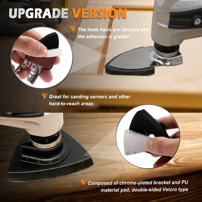 towbluii 208Pcs Oscillating Tool Sanding Pads Kit, 4Pcs Triangle Sanding Pads and 4Pcs Finger Sanding Pad, 200Pcs Multitool Sandpaper Set, Grit Fit for Finishing Wood Sanding - Image 5