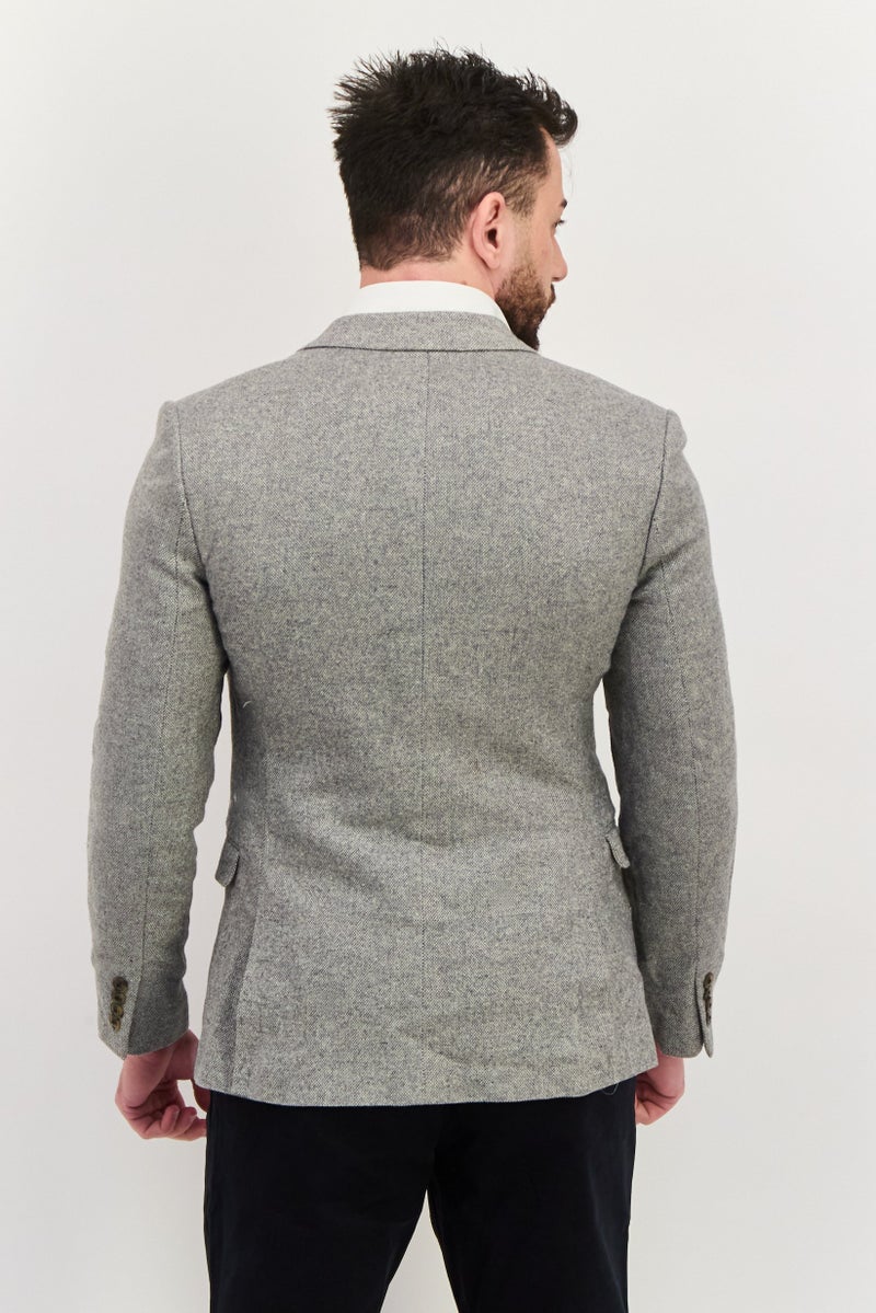 Asos Design Men Regular Fit Textured Blazer, Grey - Image 4