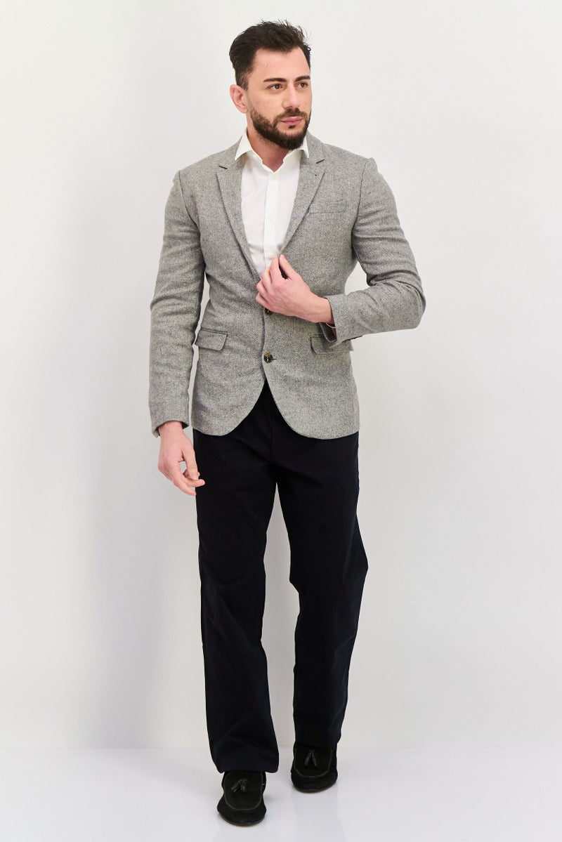 Asos Design Men Regular Fit Textured Blazer, Grey - Image 2