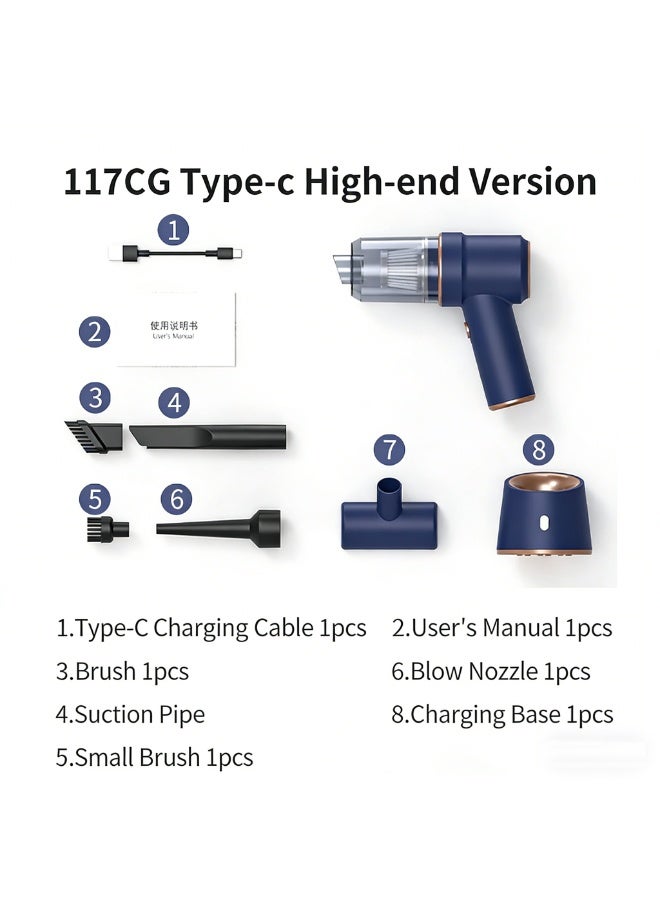 Handheld Car Vacuum Cleaner 9000Pa with Charging Dock, 120W Cordless Vacuum and Air Duster with LED Light, Multi Nozzles for Car Home Office Pet - Image 1