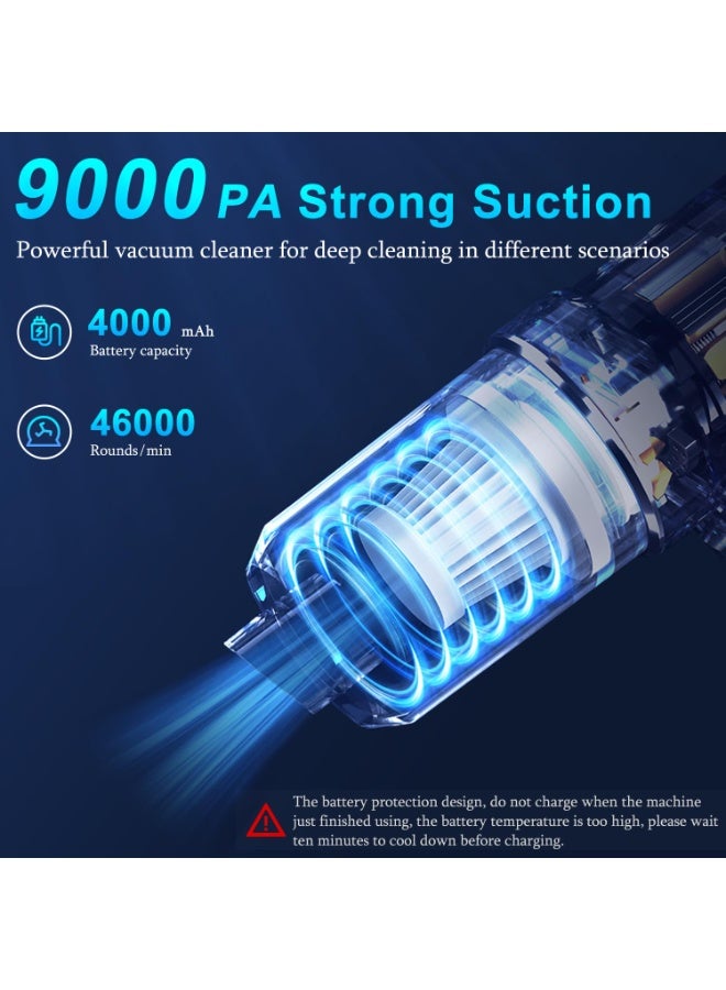 Handheld Car Vacuum Cleaner 9000Pa with Charging Dock, 120W Cordless Vacuum and Air Duster with LED Light, Multi Nozzles for Car Home Office Pet - Image 5