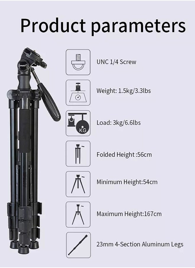 KP-2274 CameraAluminium Tripod with 4 Sections Professional Detachable Monopod Tripod with 360 Degree Head Quick Release Plate