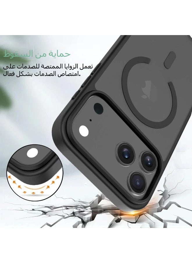 LR Nexus 2-in-1 protective suit-supports MagSafe, frosted translucent (black ) mobile phone case+HD mobile phone film, suitable for iPhone 17pro - Image 4
