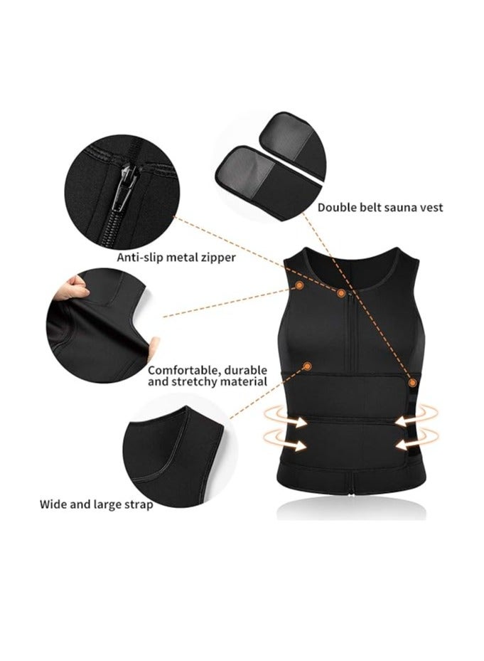 DAILYLIFE Men Neoprene Sauna Zipper Waist Trainer Vest Tank Top Trimmer Body Shaper - XL - Image 2