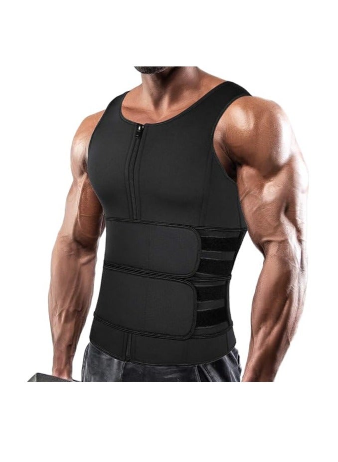 DAILYLIFE Men Neoprene Sauna Zipper Waist Trainer Vest Tank Top Trimmer Body Shaper - XL - Image 1