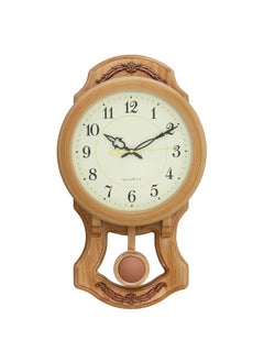 CRAFT SMITH Designer Vertical Plastic Case Analog English Numbers Pendulum Wall Clock for Living Room Home Decoration Gifts (Size: 25 x 7 x 43.5 CM | Weight: 615 Gram | Colour: Almond)