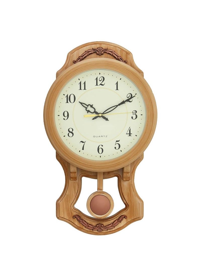 Craft Smith - CRAFT SMITH Designer Vertical Plastic Case Analog English Numbers Pendulum Wall Clock for Living Room Home Decoration Gifts (Size: 25 x 7 x 43.5 CM | Weight: 615 Gram | Colour: Almond) - Image 1