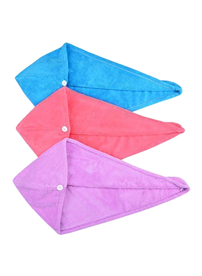 HOPESHINE Microfiber Hair Drying Towel Pack Of 3 Multicolour 63x24cm