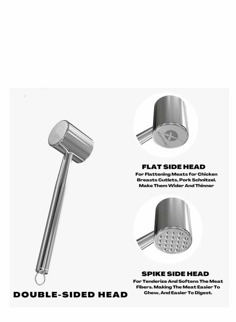 Barakah Meat Mallet Tenderizer Dual Sided Head Stainless Steel, Easy to Use - Image 5