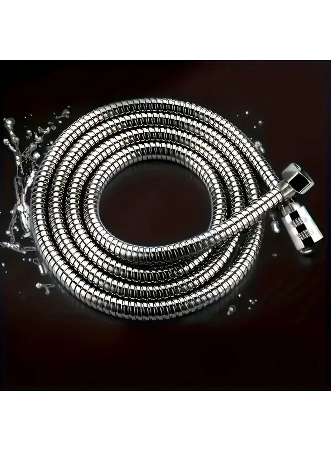 Stainless Steel Shower Hose 59.06 Inch Silver Universal Water Heater Outlet Pipe Flexible Coil Design Corrosion Resistant Bathroom Tub Connector Enhanced Water Flow Durable - Image 2