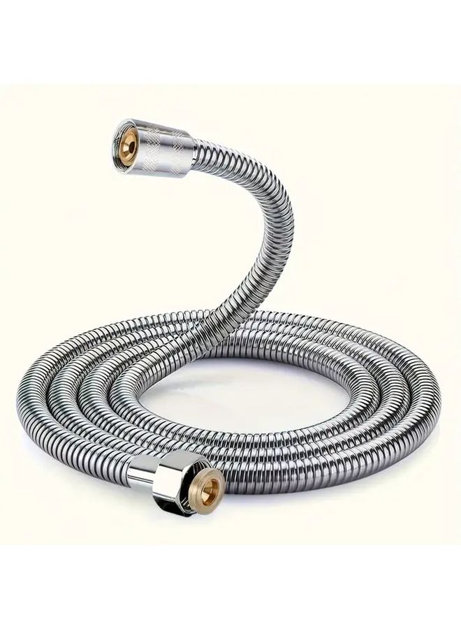 Stainless Steel Shower Hose 59.06 Inch Silver Universal Water Heater Outlet Pipe Flexible Coil Design Corrosion Resistant Bathroom Tub Connector Enhanced Water Flow Durable - Image 1