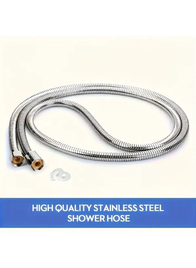 Stainless Steel Shower Hose 59.06 Inch Silver Universal Water Heater Outlet Pipe Flexible Coil Design Corrosion Resistant Bathroom Tub Connector Enhanced Water Flow Durable - Image 5