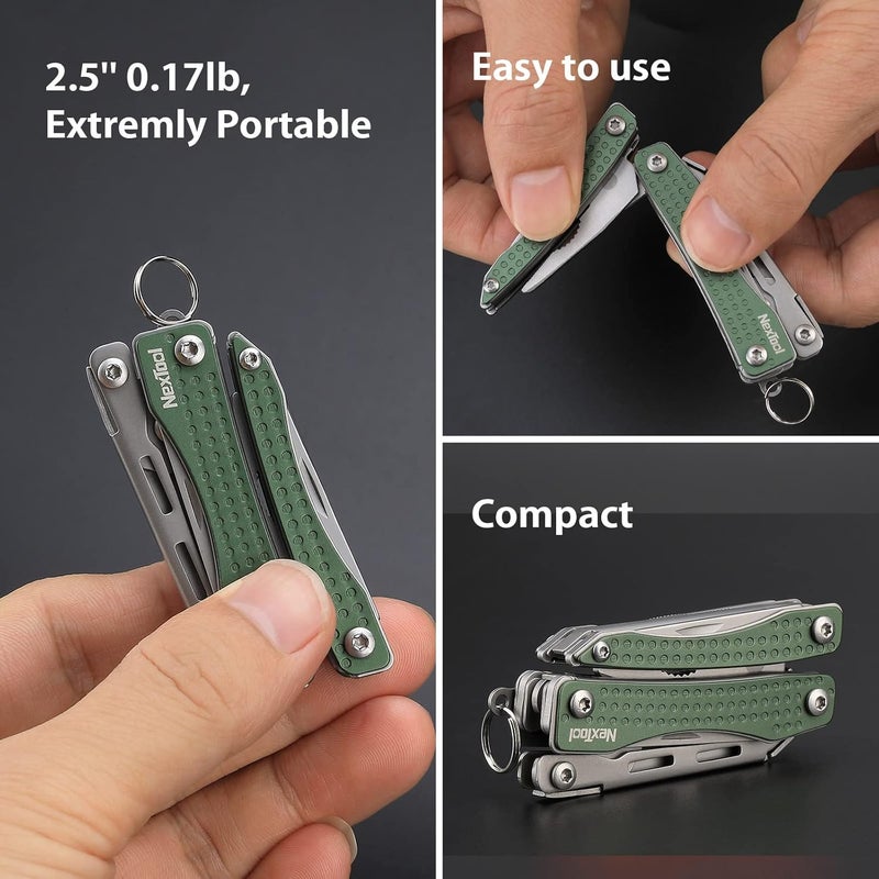 Nextool EDC Keychain Multitool, 10 in 1 Mini Pocket Knife Multi Tool with Needlenose Pliers, Scissors, Mini Useful Cool Gadgets for Men, Father's Day Gifts from Daughter-Green - Image 4