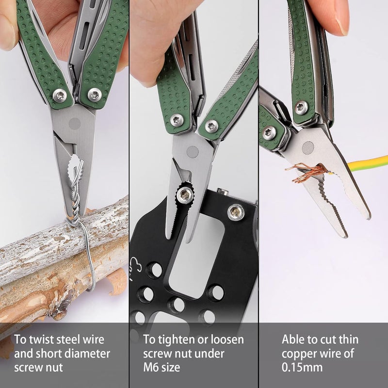 Nextool EDC Keychain Multitool, 10 in 1 Mini Pocket Knife Multi Tool with Needlenose Pliers, Scissors, Mini Useful Cool Gadgets for Men, Father's Day Gifts from Daughter-Green - Image 5
