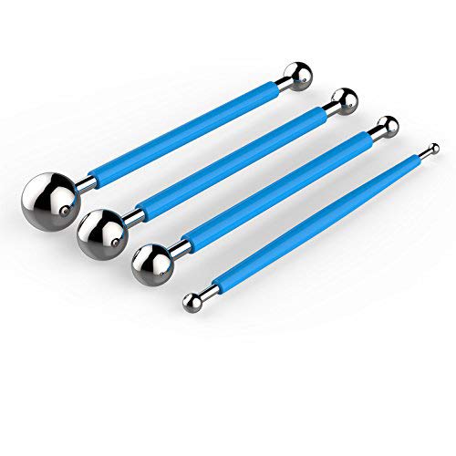 DIY Cake tools AmyTalk 4Pcs Metal Ball Baking Fondant Cake Tools Stainless Steel 8 Head Pen for Sugar Flower