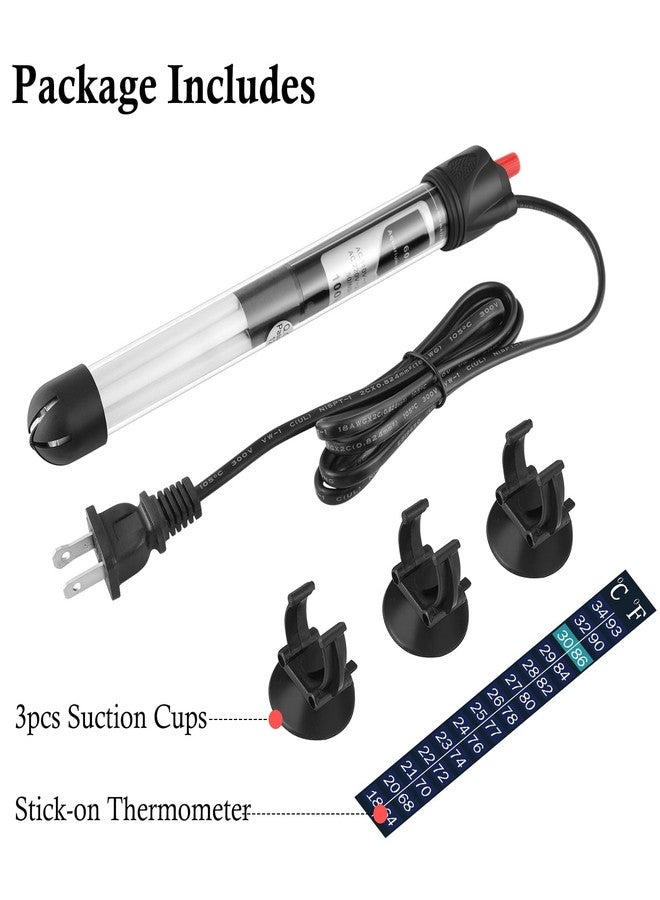 FEDOUR Aquarium Heater 50W 100W 300W, Submersible Glass Fish Tank Heater for Fresh and Salt Water (100W) - Image 5
