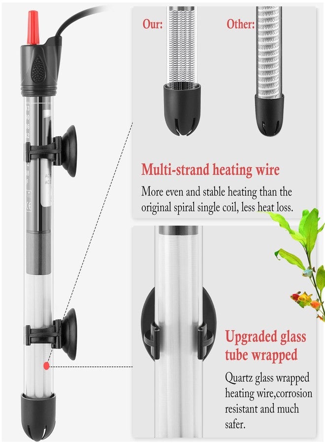 FEDOUR Aquarium Heater 50W 100W 300W, Submersible Glass Fish Tank Heater for Fresh and Salt Water (100W) - Image 3