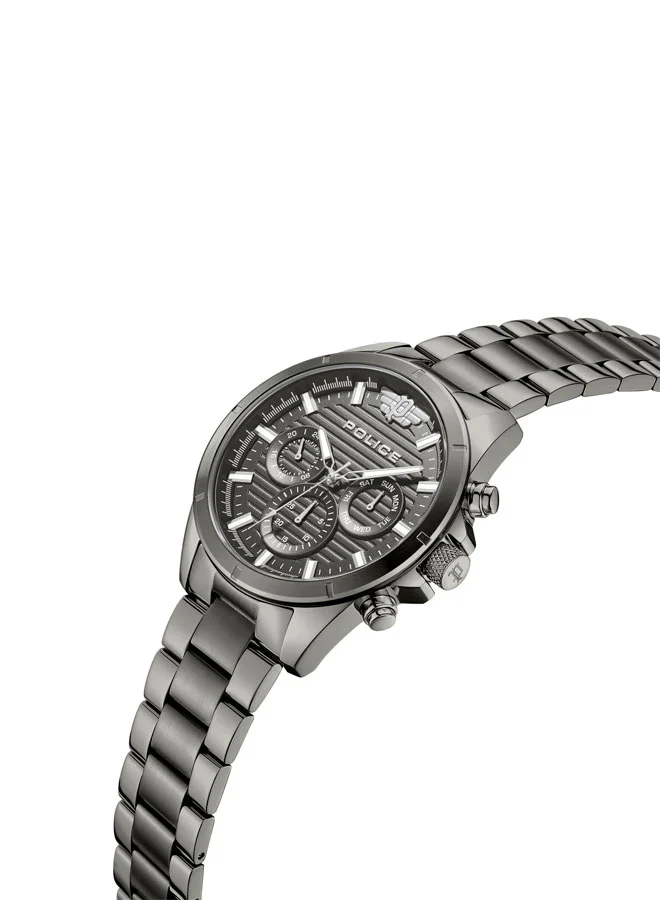 POLICE Men's Malawi 45mm Multifunction Watch with Charcoal Dial & 316L Stainless Steel Bracelet