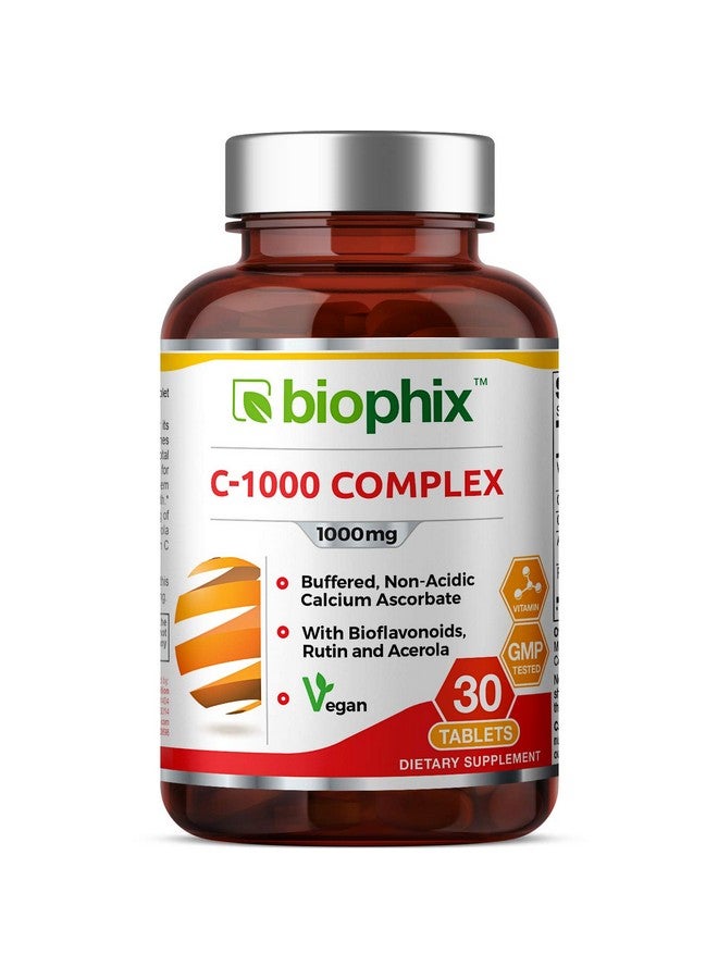 biophix Vitamin C 1000 Mg 30 Tablets Complex Vegan With Calcium Citrus Bioflavonoids Acerola Rutin Supports Immune Health - Image 1