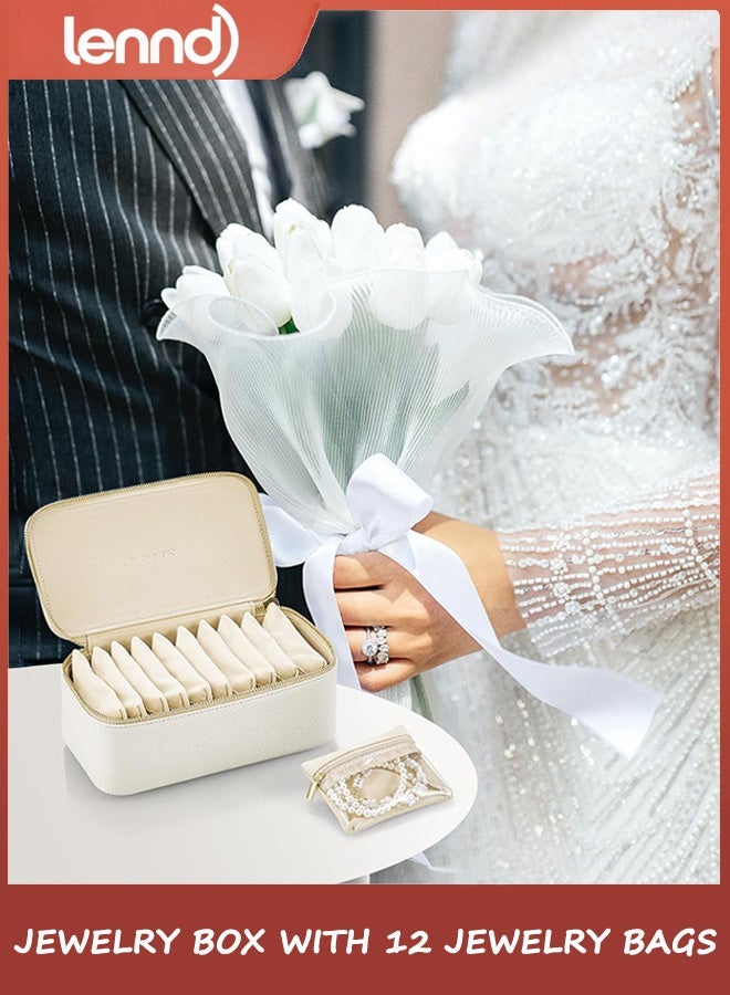 LENND Travel Jewelry Case,Jewelry Box with 12 Velvet Jewelry Pouch Jewelry Travel Organizer for Women Girl Jewelry Case Necklace Rings Earrings Bags Wedding Gifts - Image 5