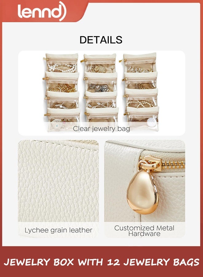 LENND Travel Jewelry Case,Jewelry Box with 12 Velvet Jewelry Pouch Jewelry Travel Organizer for Women Girl Jewelry Case Necklace Rings Earrings Bags Wedding Gifts - Image 4