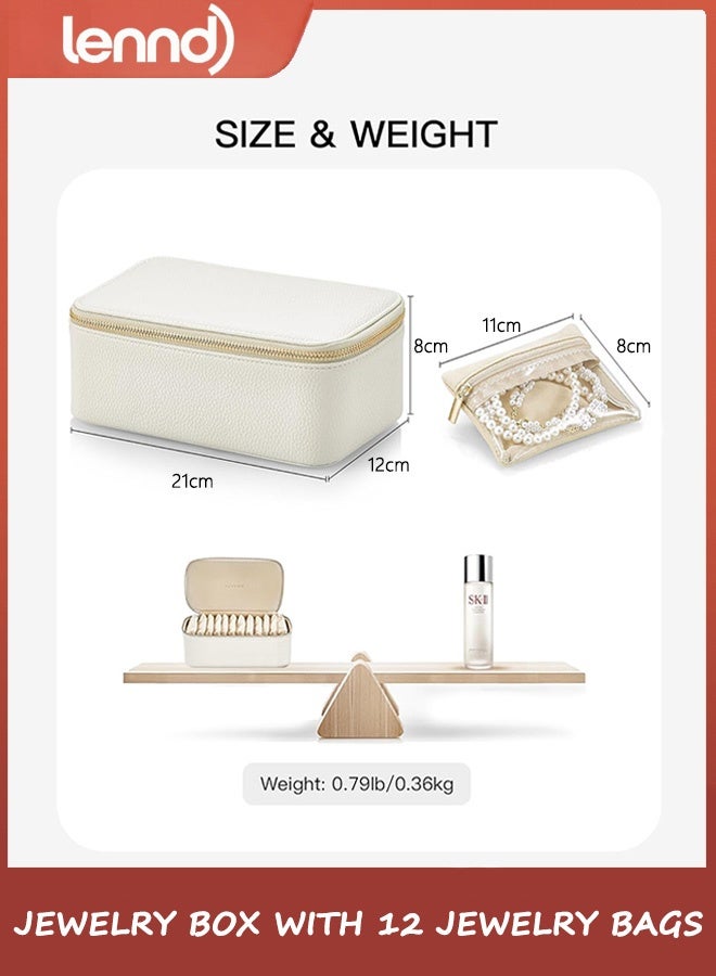 LENND Travel Jewelry Case,Jewelry Box with 12 Velvet Jewelry Pouch Jewelry Travel Organizer for Women Girl Jewelry Case Necklace Rings Earrings Bags Wedding Gifts - Image 3