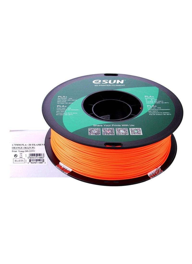 eSUN - Esun 3D Printer Filament PLA+ 1.75 mm Dimensional Accuracy +/- 0.05 mm 1 Kg (2.2 lbs) Spool 3D Printing Material for 3D Printers – Orange - Image 1