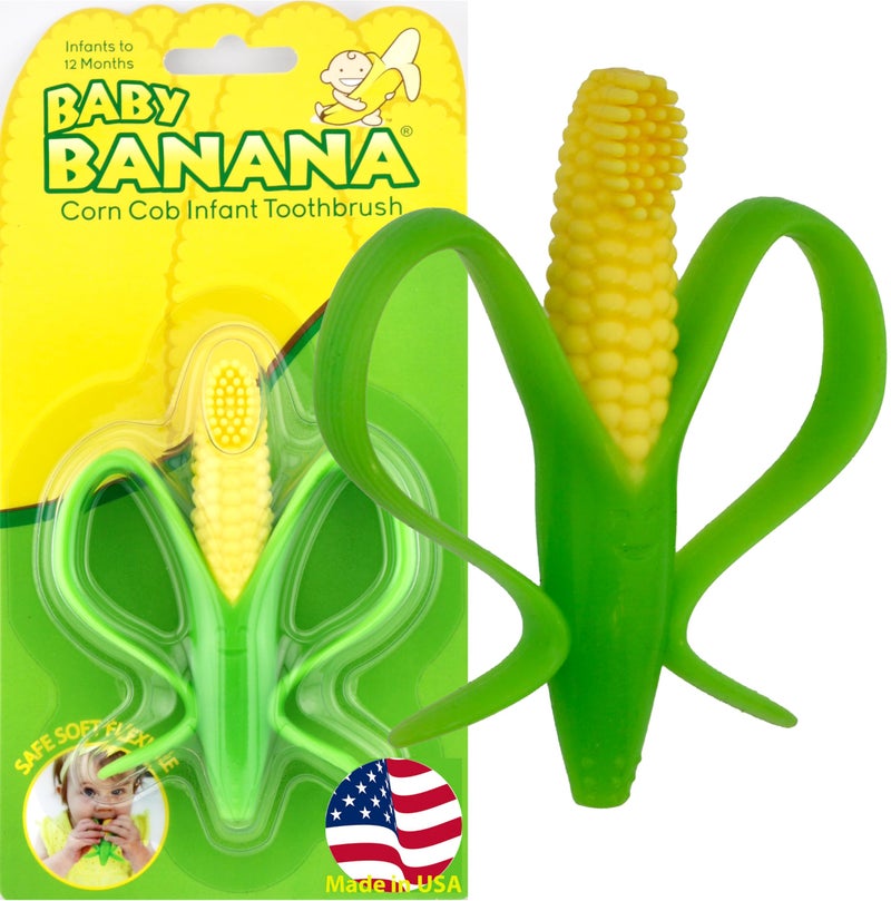 Baby Banana Baby Banana Corn Cob Toothbrush Training Teether Tooth Brush for Infant Baby and Toddler GreenYellow Cornelius 