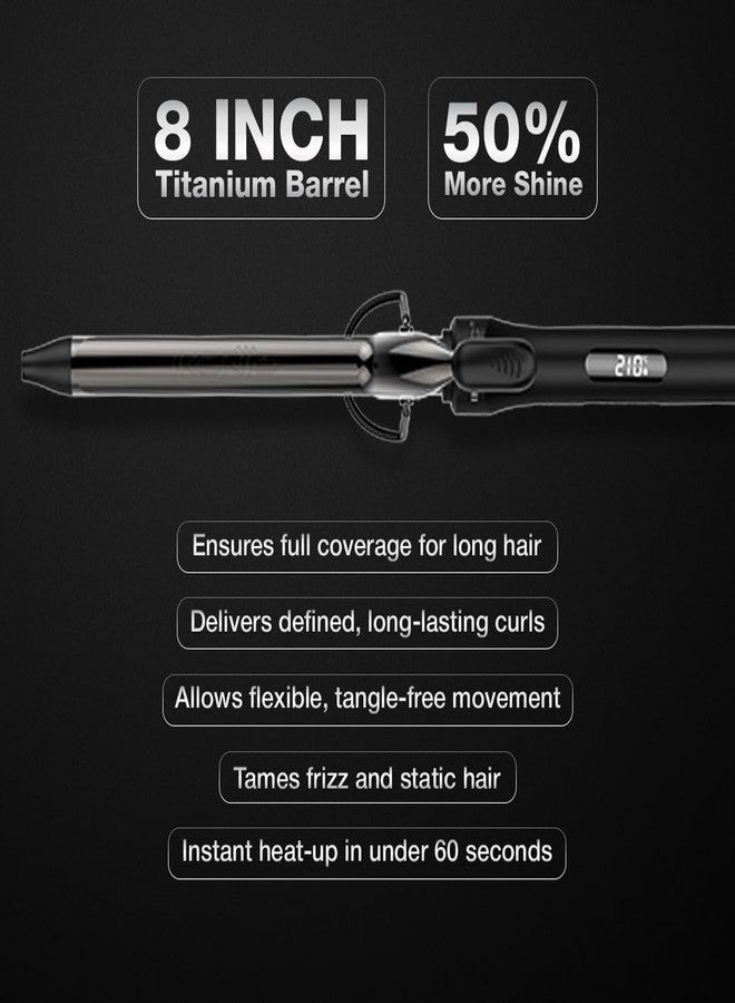 IKONIC CURLING TONG- 22MM 8inch Ceramic Barrel Hair Curler Machine (BLACK & GOLDEN) with Safety Clip, Comfortable Rubber Grip for Salon like Hair Curls, Professional Hair Styling Tool - Image 5