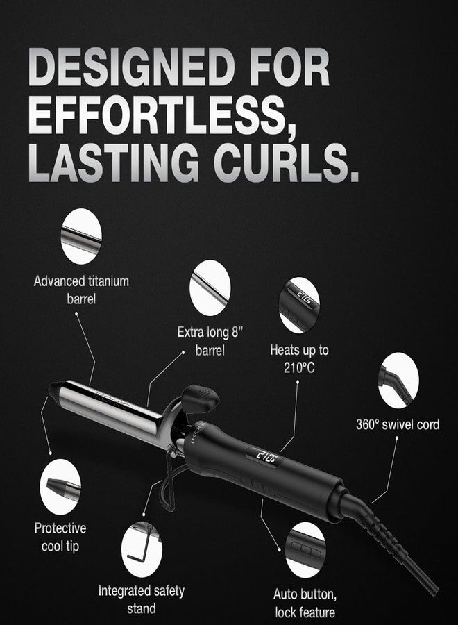 IKONIC CURLING TONG- 22MM 8inch Ceramic Barrel Hair Curler Machine (BLACK & GOLDEN) with Safety Clip, Comfortable Rubber Grip for Salon like Hair Curls, Professional Hair Styling Tool - Image 3