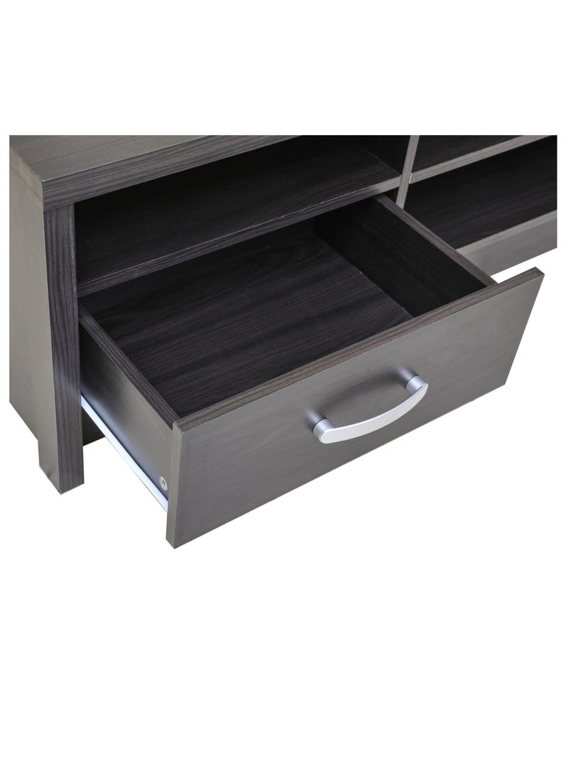 AFT - Slim Minimalist Design TV Cabinet/-Table / Mid Century Modern Design TV Cabinet / Table / stand with Two Drawers, Perfect for Modern Living Rooms and Entertainment Spaces, Ideal for Home Theaters and Media Rooms, Offering Stylish Storage Solutions for TVs Up to 65 Inches. Rustic Farmhouse TV Cabinet with Two Drawers, Perfect for Adding Charm to Any Home Décor.  (Dark Wangi brown) Arfan - Image 1