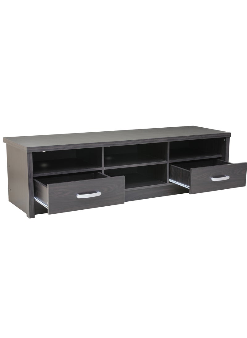 AFT - Slim Minimalist Design TV Cabinet/-Table / Mid Century Modern Design TV Cabinet / Table / stand with Two Drawers, Perfect for Modern Living Rooms and Entertainment Spaces, Ideal for Home Theaters and Media Rooms, Offering Stylish Storage Solutions for TVs Up to 65 Inches. Rustic Farmhouse TV Cabinet with Two Drawers, Perfect for Adding Charm to Any Home Décor.  (Dark Wangi brown) Arfan - Image 1