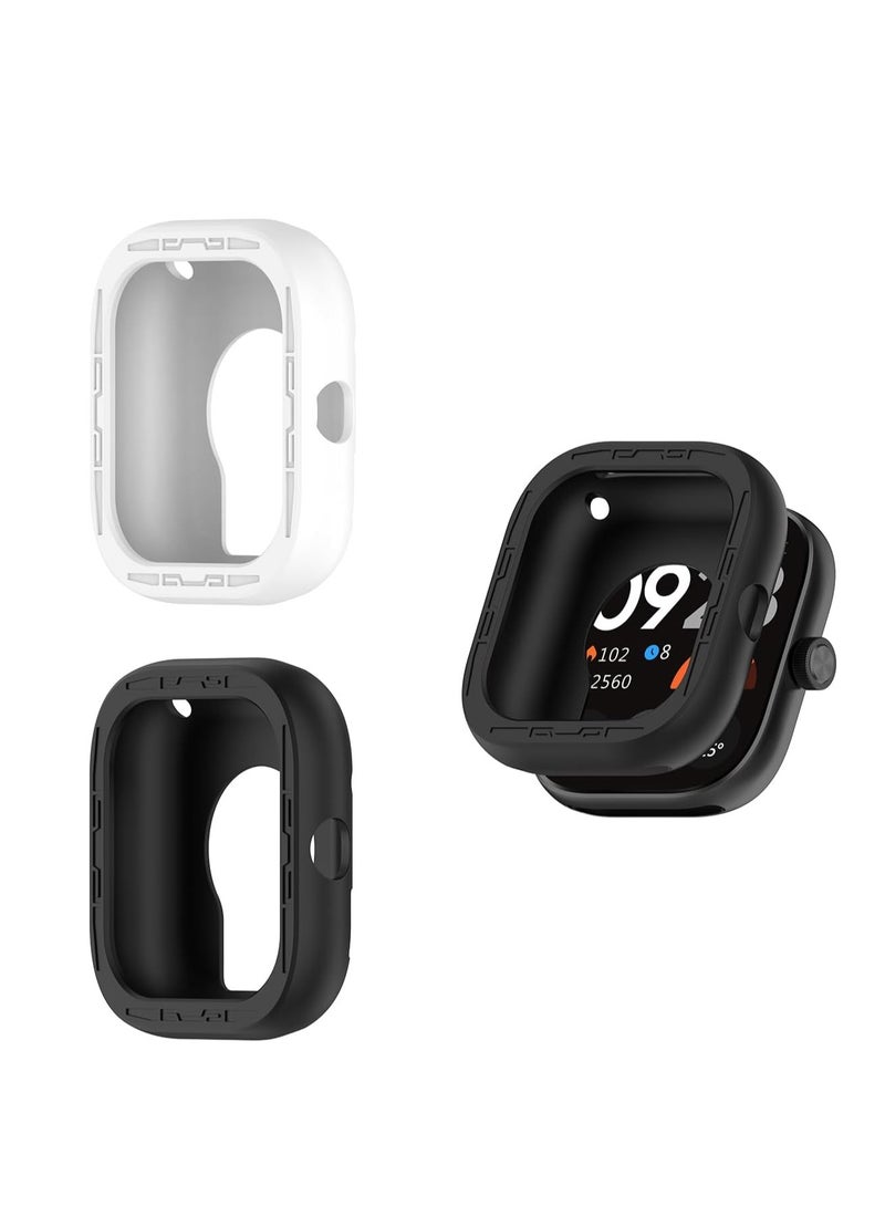 Cases Designed for Redmi Watch 4 ONLY Soft Silicone Lightweight Shell Drop-proof Scratch-Proof Flexible Protective Case Black and White 2 Pcs - Image 1