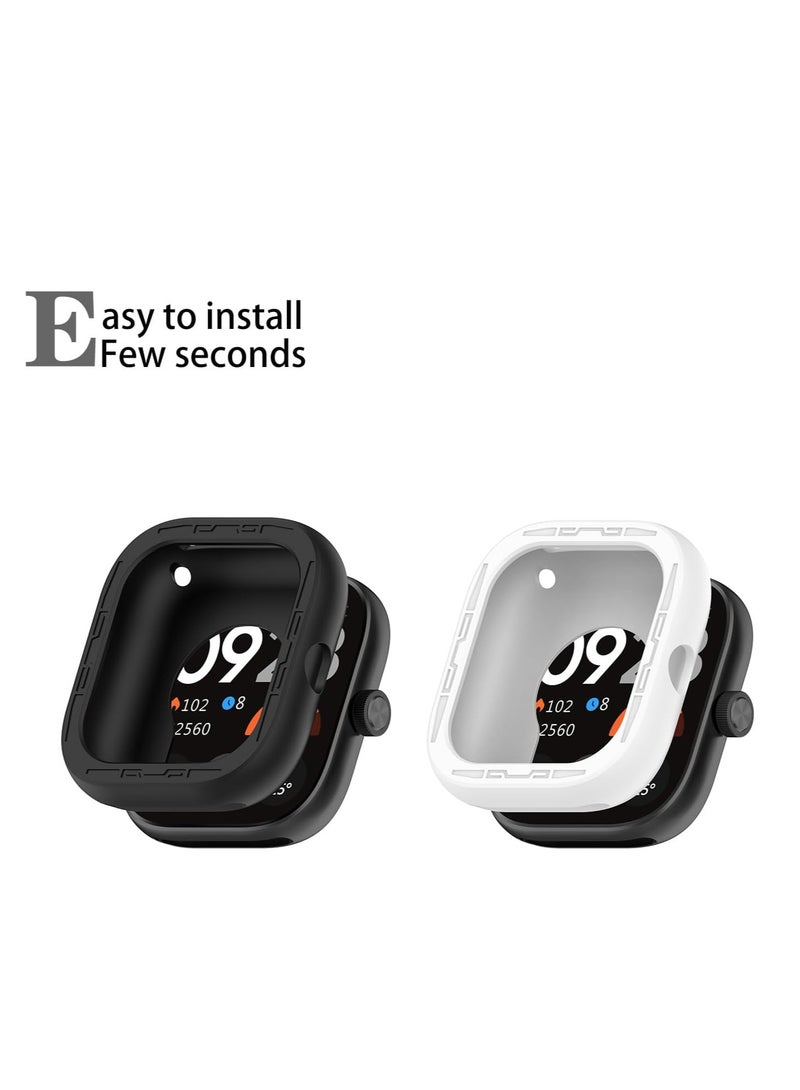 Cases Designed for Redmi Watch 4 ONLY Soft Silicone Lightweight Shell Drop-proof Scratch-Proof Flexible Protective Case Black and White 2 Pcs - Image 4