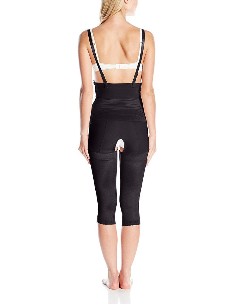 Annette Women's Below The Knee Compression Shapewear – High-Waisted Butt lifting Shapewear For Women – Two Side Zipper Girdle & Removable Straps – Black, Large - Image 2